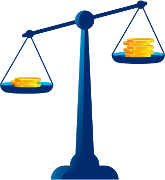 Graphic of an uneven scale representing balance differences in forex, illustrating what is margin in forex trading.