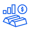 Financial growth chart with dollar sign and gold bars icon, representing investment success and stability