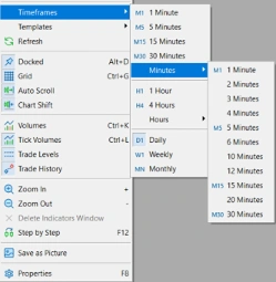 Software interface showing time frame options with 30 minutes selected in drop-down menu