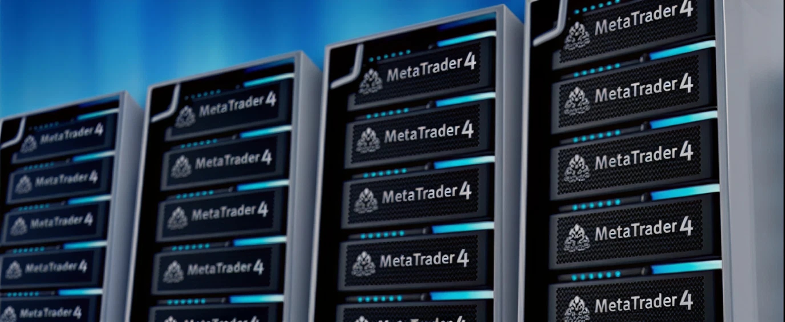 MetaTrader 4 (MT4) server racks in data center, showcasing trading platform infrastructure
